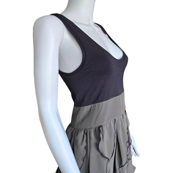 Express Black and Olive Green Ruffle Mini Dress - Picture 5 of 8